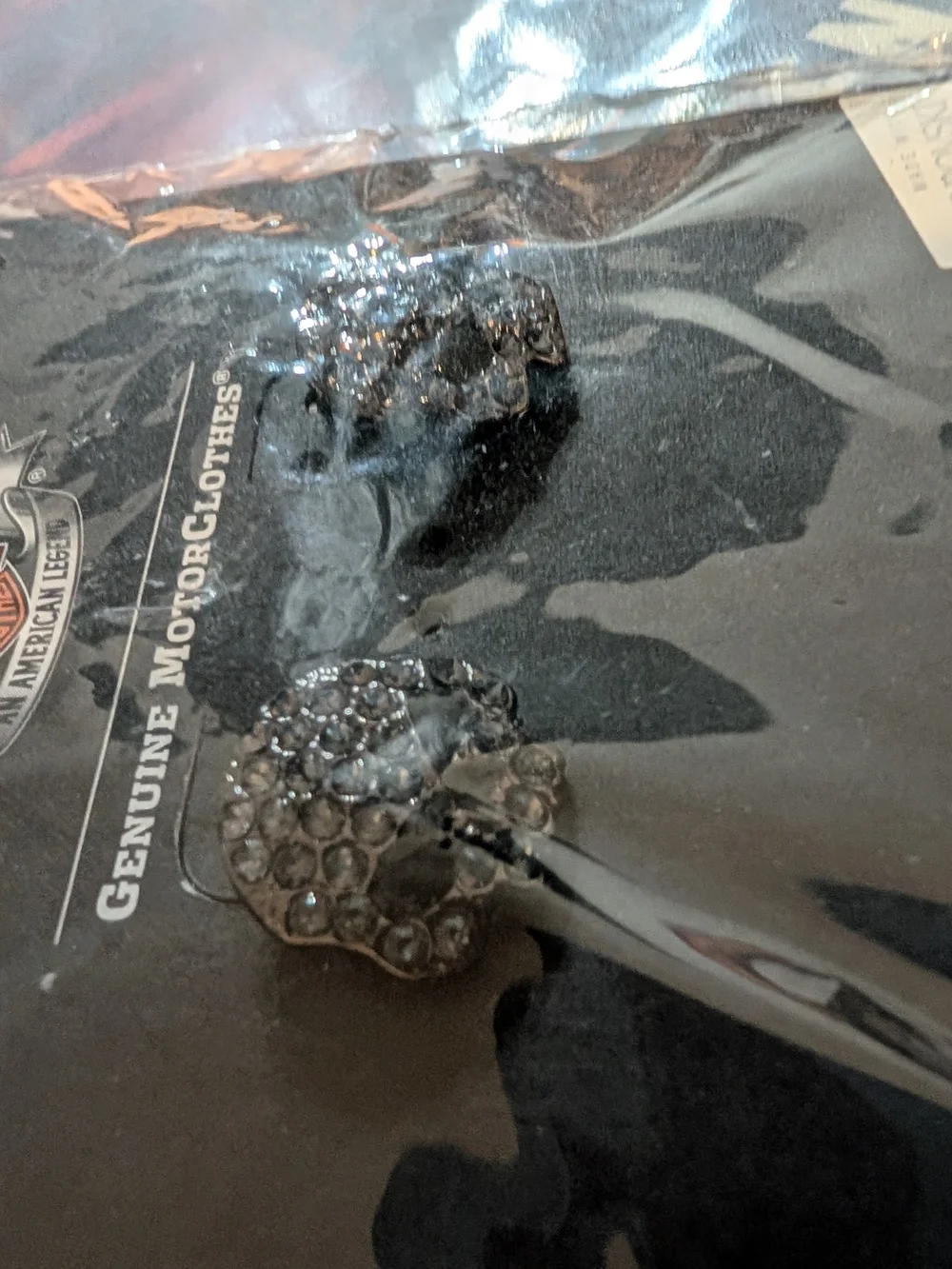 Harley-Davidson Gunmetal Black Crystal Skull Stud Earrings
